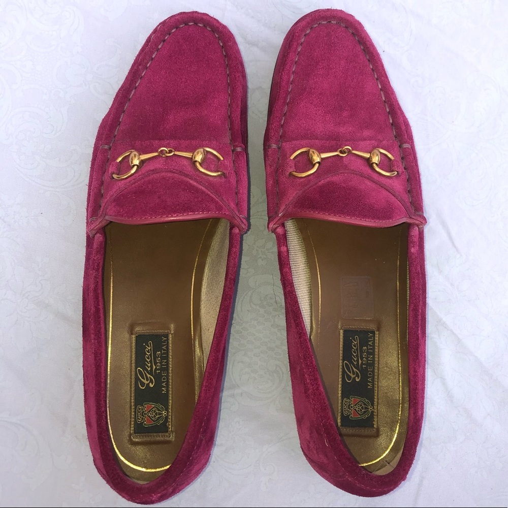 Authentic Gucci magenta horsebit Loafers